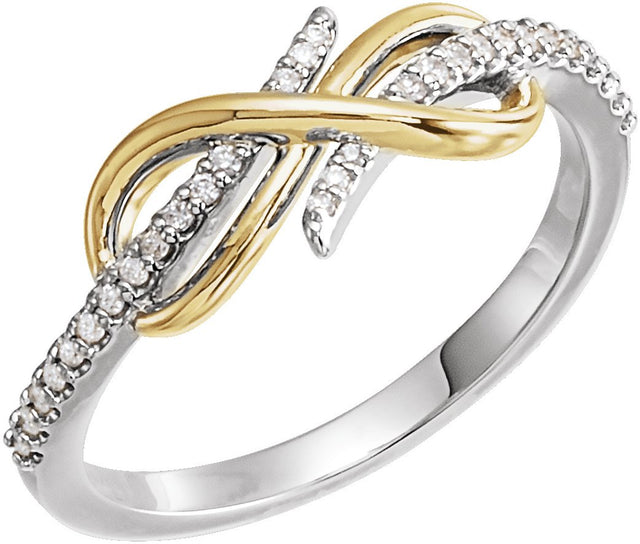 14K Gold Round Natural Diamond Infinity-Inspired Ring IV - Two-Tone