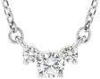 Platinum Round Natural Diamond Three-Stone Necklace
