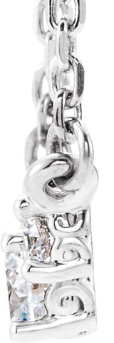 14K Gold Round Natural Diamond Three-Stone Necklace - White Gold - view 2