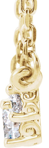 14K Gold Round Natural Diamond Three-Stone Necklace - Yellow Gold - view 2