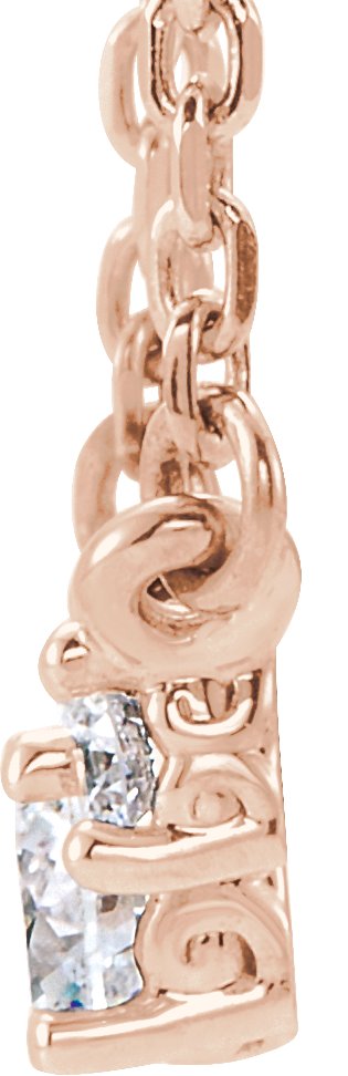 14K Gold Round Natural Diamond Three-Stone Necklace - Rose Gold - view 2