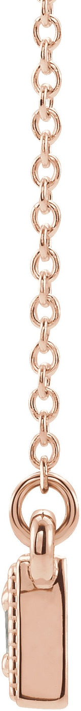 14K Gold Round Natural Aquamarine Three-Stone Bar Necklace - Rose Gold - view 2