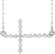 Platinum Round Natural Diamond Sideways Cross Necklace – 23.23x15mm