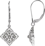 14K Gold Round Natural Diamond Granulated Filigree Earrings – 1.3mm Stones