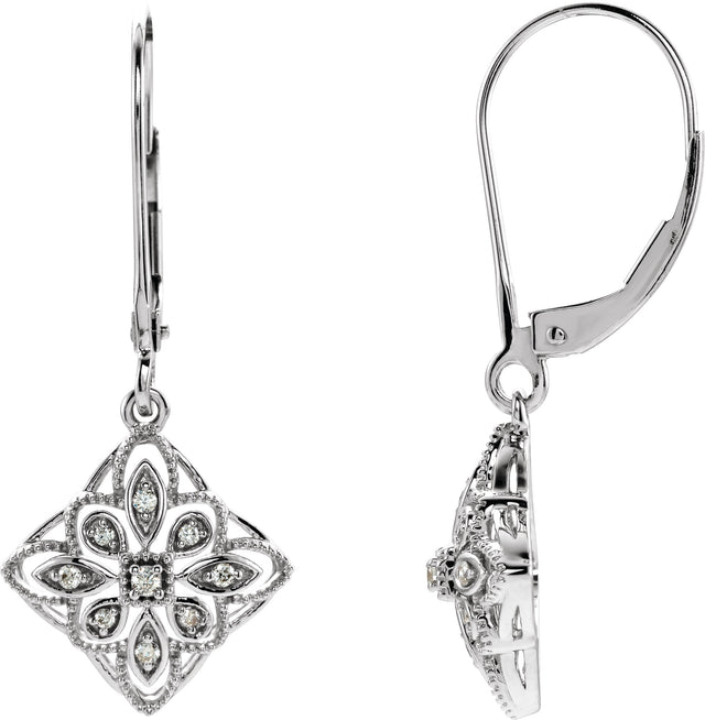 14K Gold Round Natural Diamond Granulated Filigree Earrings – 1.3mm Stones