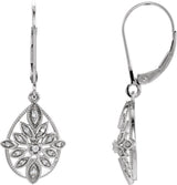 14K Gold Round Natural Diamond Granulated Filigree Earrings