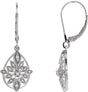 14K Gold Round Natural Diamond Granulated Filigree Earrings