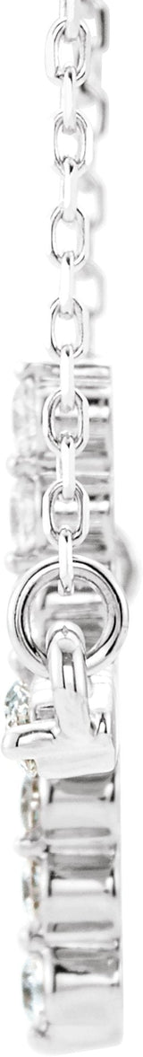 14K Gold Round Natural Diamond Sideways Cross Necklace – 23.23x15mm - White Gold - view 2