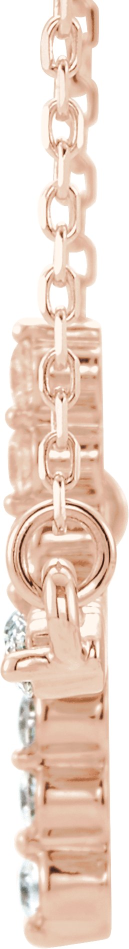 14K Gold Round Natural Diamond Sideways Cross Necklace – 23.23x15mm - Rose Gold - view 2
