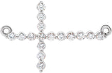 Platinum Round Natural Diamond Sideways Cross Necklace – 23.23x15mm