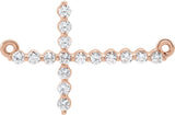 14K Gold Round Natural Diamond Sideways Cross Necklace – 23.23x15mm - Rose Gold