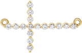 14K Gold Round Natural Diamond Sideways Cross Necklace – 23.23x15mm - Yellow Gold