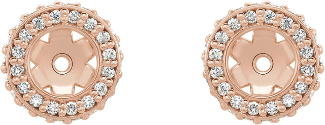 14K Gold Natural Diamond Halo-Style Earring Jackets No. 4 - Rose Gold - view 2
