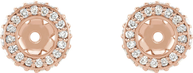 14K Gold Natural Diamond Halo-Style Earring Jackets XVI - Rose Gold - view 2