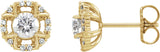 14K Gold Round Natural Diamond Halo-Style Earrings II - Yellow Gold