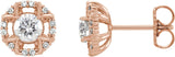 14K Gold Round Natural Diamond Halo-Style Earrings II - Rose Gold