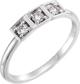 Platinum Round Natural Diamond Three-Stone Stackable Ring - view 4