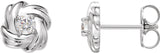 Platinum Round Natural Diamond Knot Earrings