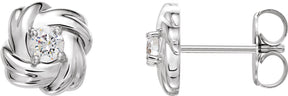 Platinum Round Natural Diamond Knot Earrings