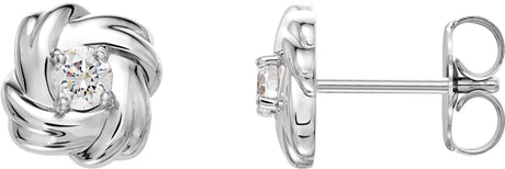 Platinum Round Natural Diamond Knot Earrings