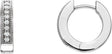 14K Gold Round Natural Diamond Accented Milgrain Hoop Earrings - White Gold