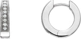 14K Gold Round Natural Diamond Accented Milgrain Hoop Earrings - White Gold