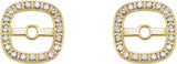 14K Gold Natural Diamond Cushion Frame Halo-Style Earring Jackets - Yellow Gold - view 2