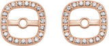 14K Gold Natural Diamond Cushion Frame Halo-Style Earring Jackets - Rose Gold - view 2