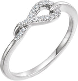 14K Gold Round Natural Diamond Knot Ring III - White Gold