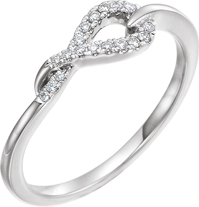 14K Gold Round Natural Diamond Knot Ring III - White Gold
