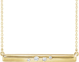 14K Gold Round Natural Diamond Bar Necklace II - Yellow Gold
