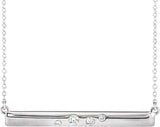 14K Gold Round Natural Diamond Bar Necklace II - White Gold