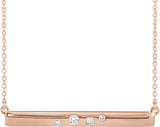 14K Gold Round Natural Diamond Bar Necklace II - Rose Gold