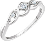 14K Gold Round Natural Diamond Freeform Ring – 2.2mm Stones - White Gold