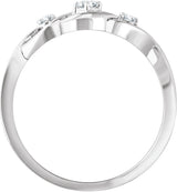 14K Gold Round Natural Diamond Freeform Ring – 2.2mm Stones - White Gold - view 2