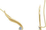 14K Gold Round Natural Diamond Wavy Ear Climbers - Yellow Gold