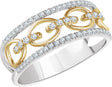 14K Gold Round Natural Diamond Accented Link Ring - Two-Tone
