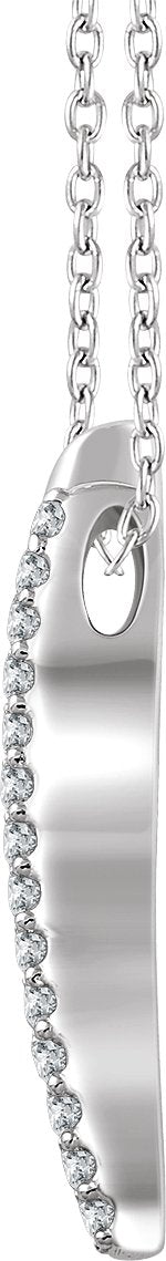 14K Gold Round Natural Diamond Bar Necklace – 1/5 CTW - White Gold - view 2