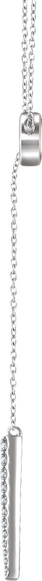 14K Gold Round Natural Diamond Circle & Bar Y Necklace - White Gold - view 2