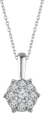 14K Gold Round Natural Diamond Cluster Necklace – 1/3 CTW