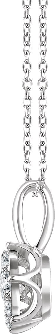 14K Gold Round Natural Diamond Cluster Necklace – 1/3 CTW - view 2
