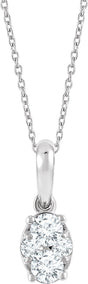 14K Gold Round Natural Diamond Cluster Necklace – 3.3mm Stones