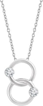 14K Gold Round Natural Diamond Two-Stone Interlocking Circle Necklace