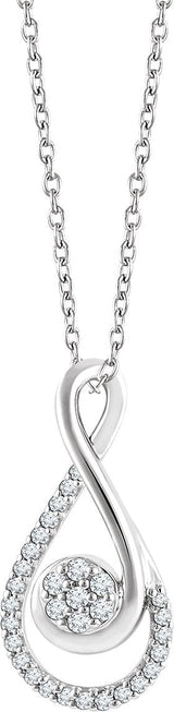 14K Gold Round Natural Diamond Accented Freeform Necklace
