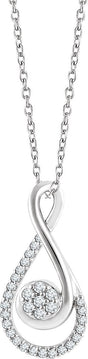 14K Gold Round Natural Diamond Accented Freeform Necklace