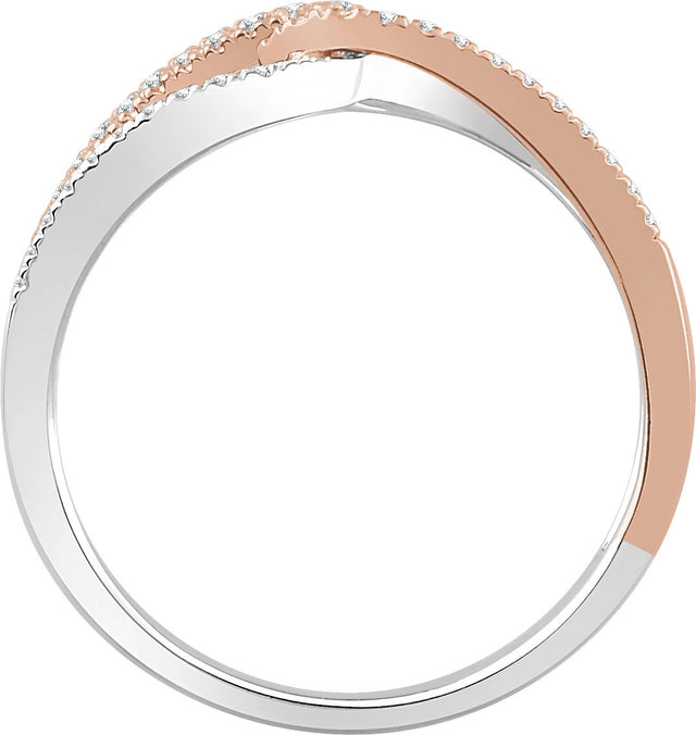 14K Gold Round Natural Diamond Interlocking Ring III - view 2