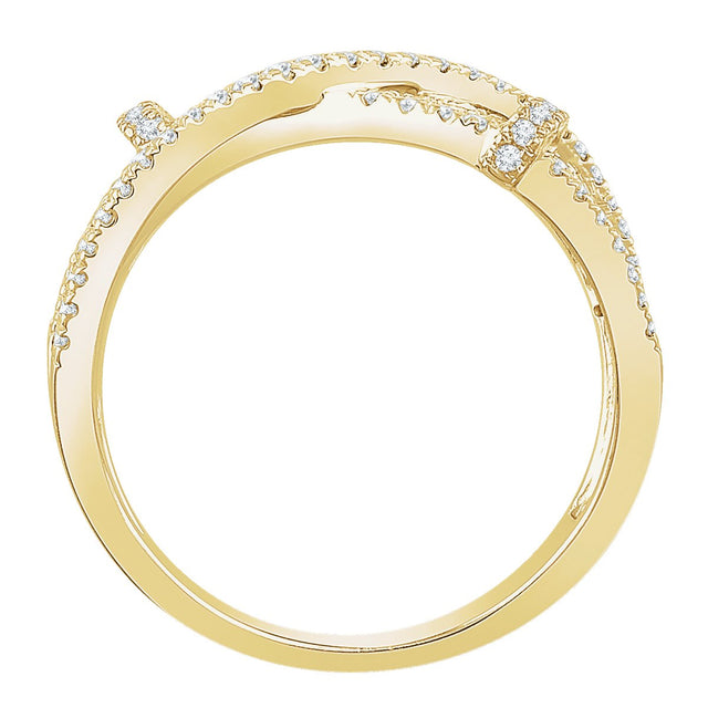 14K Gold Round Natural Diamond Accented Ring V - view 2