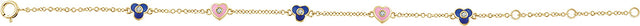14K Gold Round Natural Diamond Youth Flowers & Hearts Bracelet