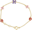 10K Gold Round Natural Diamond Youth Adjustable Flower Bracelet