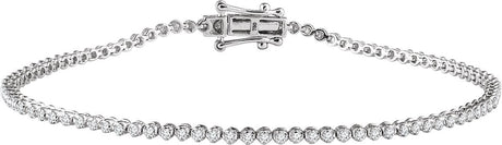 14K Gold Round Natural Diamond Line Bracelet – 1.3mm Stones